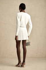 Fabienne white embellished jacket  skirt matching set