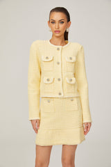 Fabienne yellow waffleknit jacket  skirt matching set