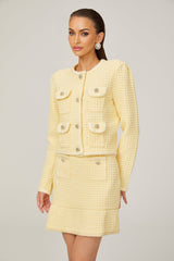Fabienne yellow waffleknit jacket  skirt matching set
