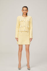 Fabienne yellow waffleknit jacket  skirt matching set