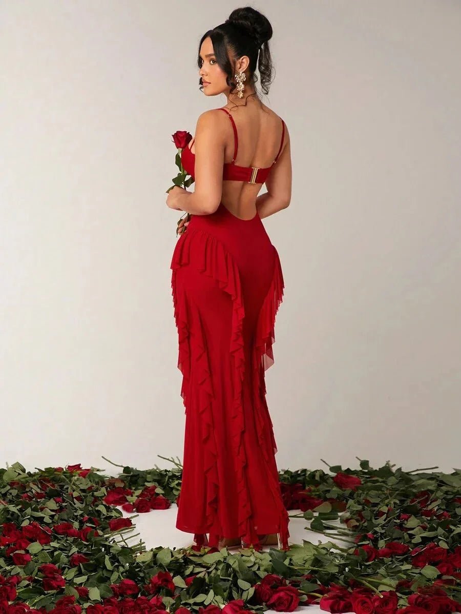 Fabiola Maxi Dress - Refined Style - High Stretch Elasticity - Slim Fit - Sleeveless - Asymmetrical, Backless, Zipper - Strapless Neckline