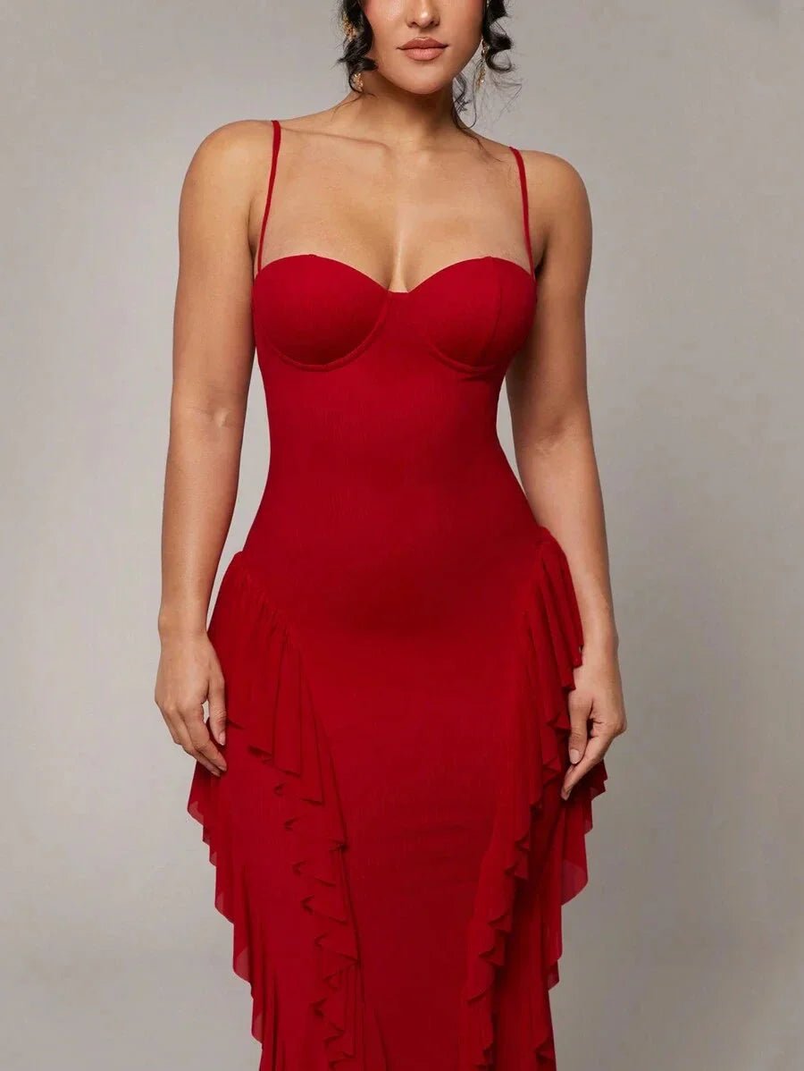 Fabiola Maxi Dress - Refined Style - High Stretch Elasticity - Slim Fit - Sleeveless - Asymmetrical, Backless, Zipper - Strapless Neckline