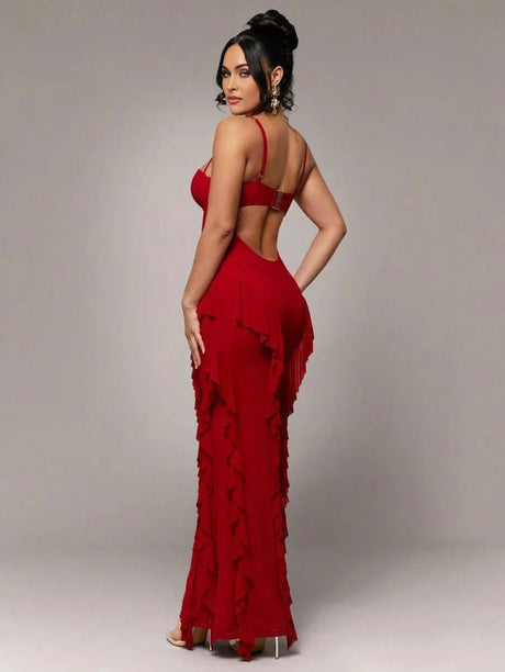 Fabiola Maxi Dress - Refined Style - High Stretch Elasticity - Slim Fit - Sleeveless - Asymmetrical, Backless, Zipper - Strapless Neckline