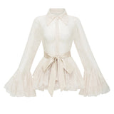Fadila Neutral SemiSheer Blouse  Dress Set