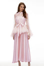Fadila Pink SemiSheer Blouse  Dress Set