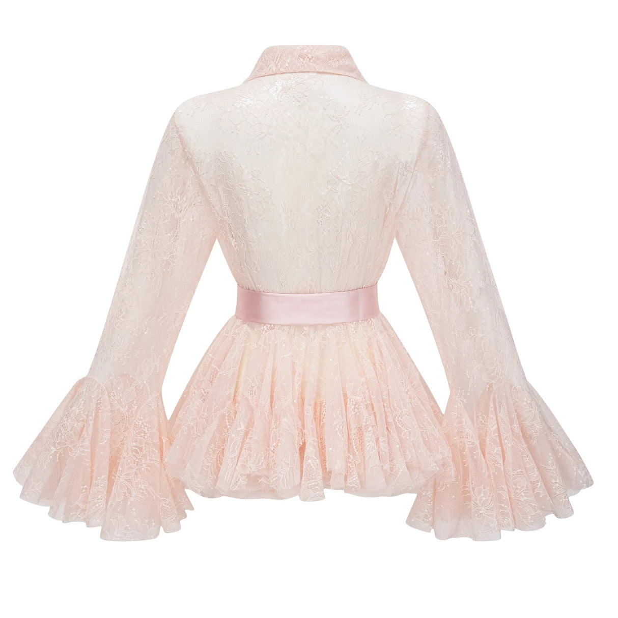 Fadila Pink SemiSheer Blouse  Dress Set