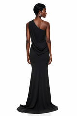Fadime Black One Shoulder Bodycon Maxi Dress