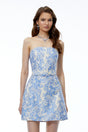 Fahire Blue Floral Print Mini Dress