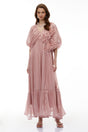 Faina Pink Ruched Maxi Dress with 3D Florals