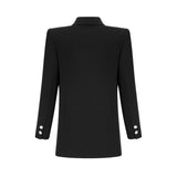 Faith Blazer - Long Sleeves - Peak Lapels - Shoulder Pads - Crystal - Embellished Bow Detail