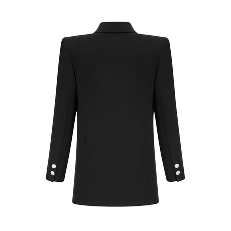 Faith Blazer - Long Sleeves - Peak Lapels - Shoulder Pads - Crystal - Embellished Bow Detail