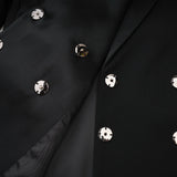Faith Blazer - Long Sleeves - Peak Lapels - Shoulder Pads - Crystal - Embellished Bow Detail