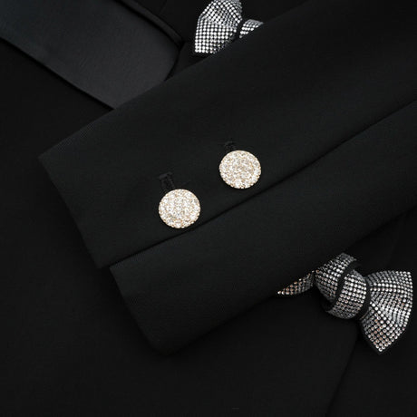 Faith Blazer - Long Sleeves - Peak Lapels - Shoulder Pads - Crystal - Embellished Bow Detail