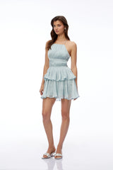 Fannie Green Halterneck Ruched Mini Dress