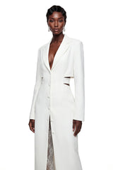 Fanny White Blazer Midi Dress with CutOuts