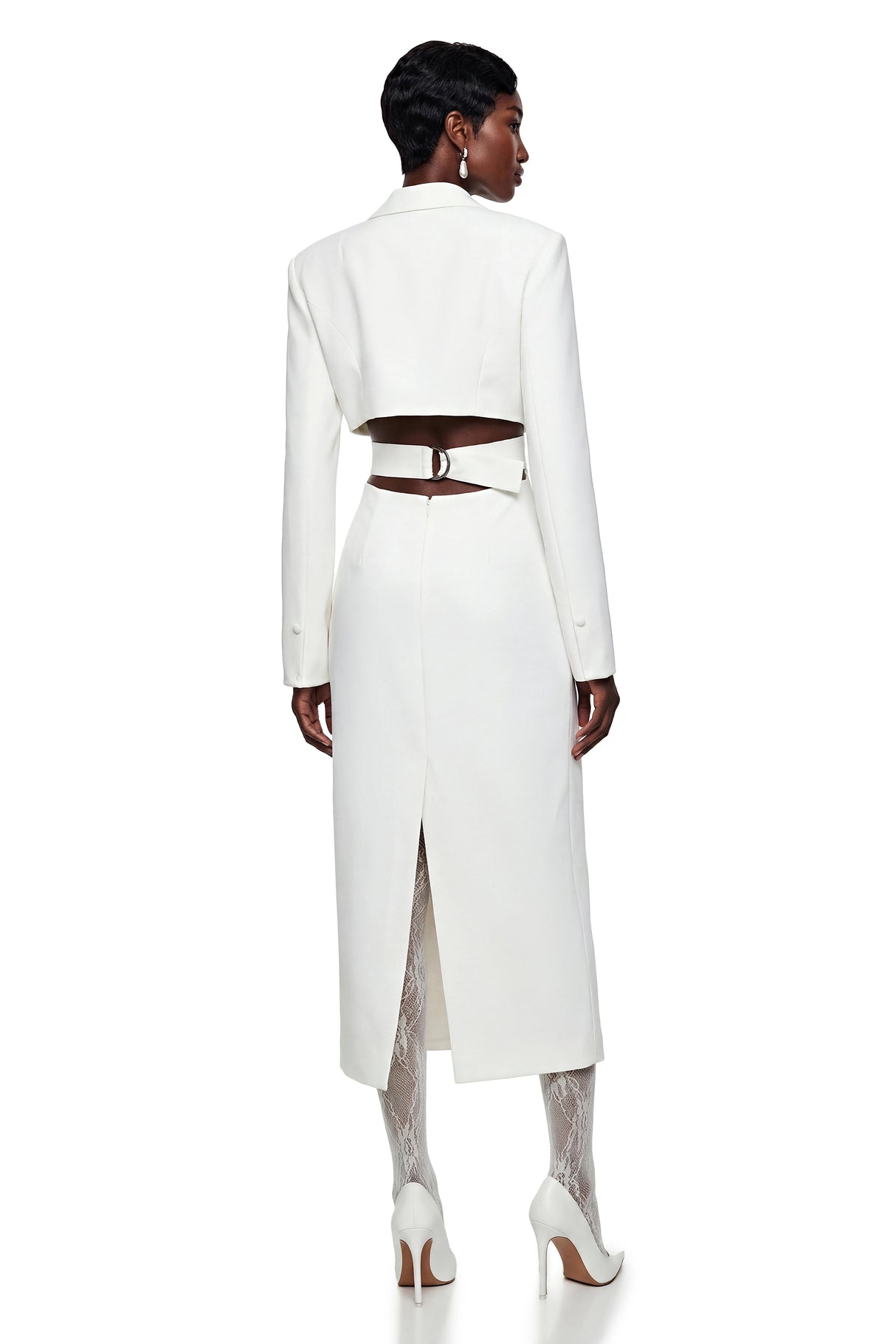 Fanny White Blazer Midi Dress with CutOuts