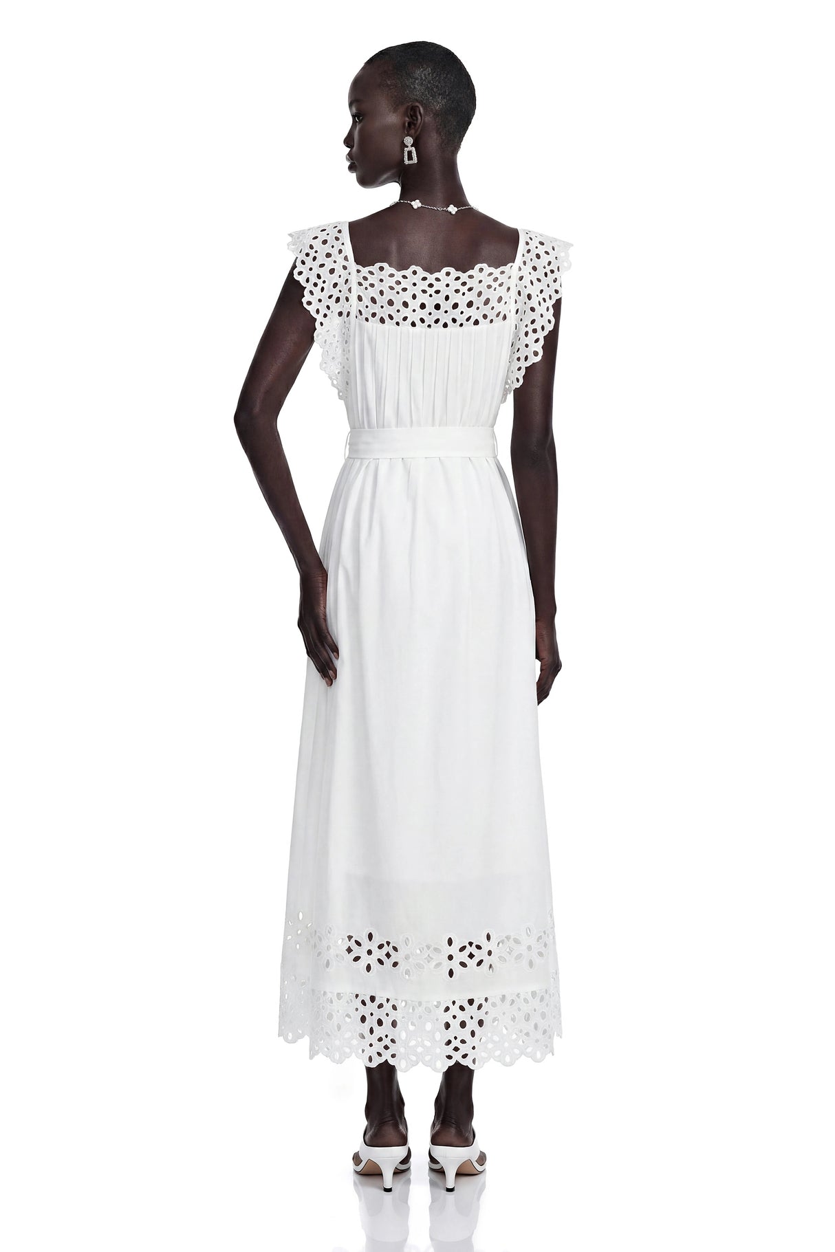 Farrah White CutOut Pleated Maxi Dress