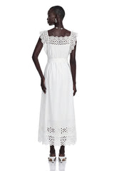 Farrah White CutOut Pleated Maxi Dress