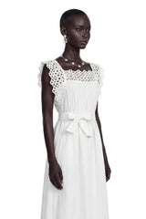 Farrah White CutOut Pleated Maxi Dress