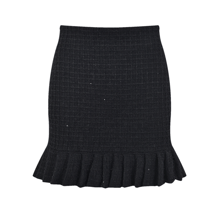 Ivy Jacket & Skirt Black Waffle Knit Matching Set