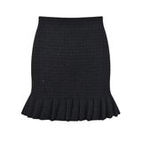 Ivy Jacket & Skirt Black Waffle Knit Matching Set