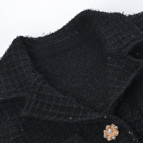 Fatoumata black waffleknit jacket  skirt matching set