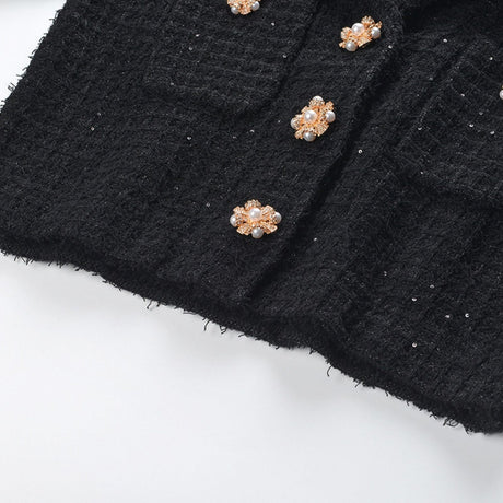 Fatoumata black waffleknit jacket  skirt matching set