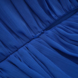 Faustine Blue Cape Design Ruched Maxi Dress