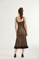 Fayette black florallace midi dress