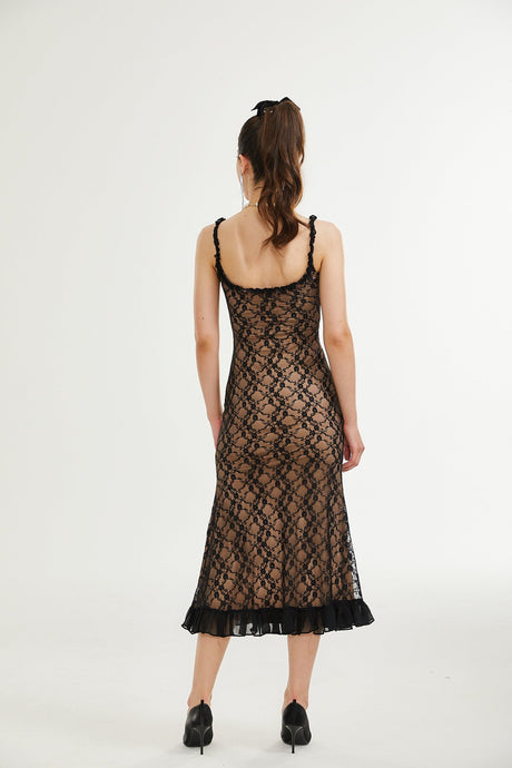 Fayette black florallace midi dress