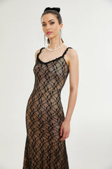 Fayette black florallace midi dress