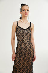 Fayette black florallace midi dress