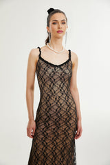 Fayette black florallace midi dress