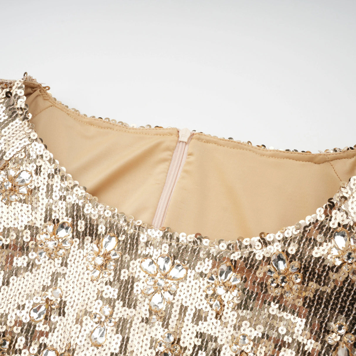 Federica Gold Train Sequined Maxi Dress