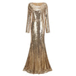 Federica Gold Train Sequined Maxi Dress