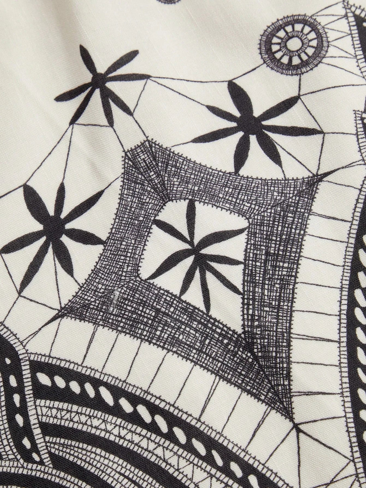 This stylish dress features a stunning black and white geometric pattern, crafted from a lightweight, breathable fabric that.