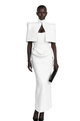 Felice White Structured Cape  Corset Dress Set