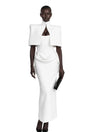 Felice White Structured Cape  Corset Dress Set