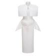 Felice White Structured Cape  Corset Dress Set