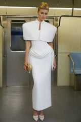 Felice White Structured Cape  Corset Dress Set