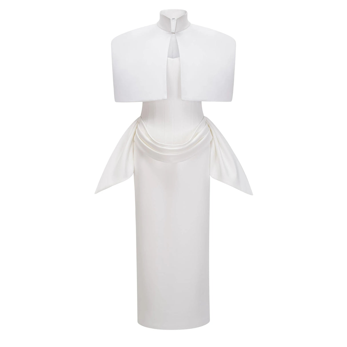 Felice White Structured Cape  Corset Dress Set