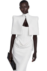Felice White Structured Cape  Corset Dress Set