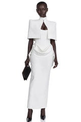 Felice White Structured Cape  Corset Dress Set