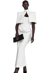 Felice White Structured Cape  Corset Dress Set