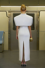 Felice White Structured Cape  Corset Dress Set