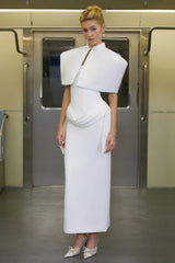 Felice White Structured Cape  Corset Dress Set