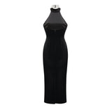 Felicita Sleeveless Roll Neck Dress – Crystal Embellished – Side Slit – Ankle Length – Elegant Fit