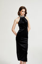 Felicita Sleeveless Roll Neck Dress – Crystal Embellished – Side Slit – Ankle Length – Elegant Fit