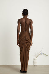 Félicité brown ruched top  skirt matching set