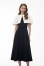 Felismina Black Color Block Cape Midi Dress